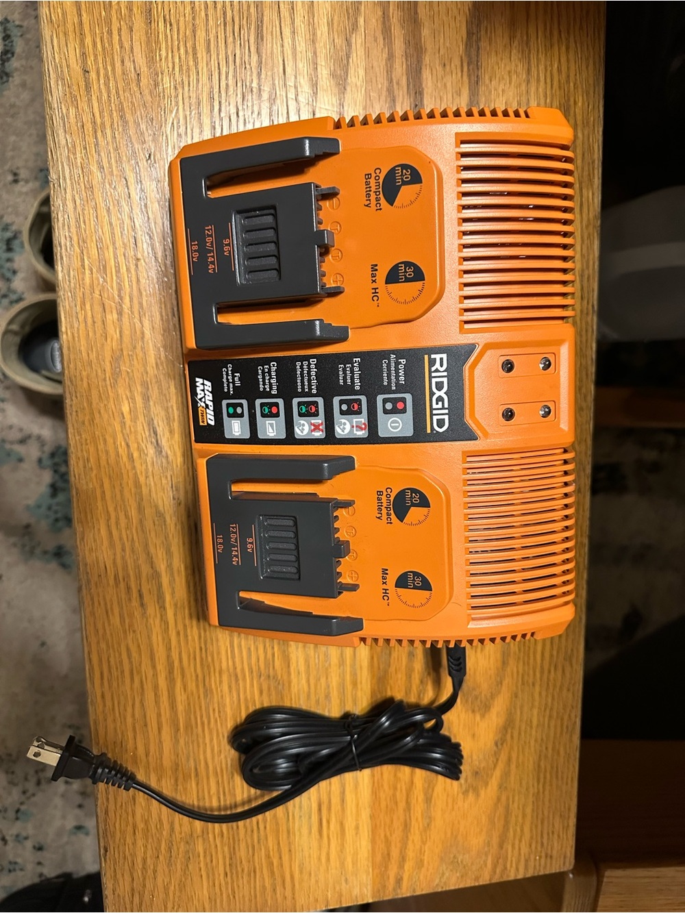 RIDGID Max Twin Tool Battery Charger 12.0V 14.4V 18.0V
